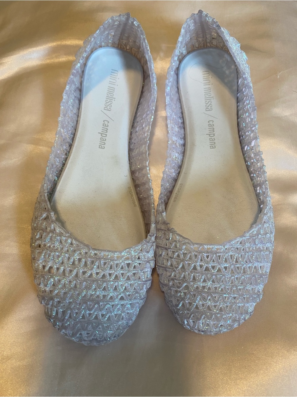 Mini Melissa Sparkle Woven Jelly Flats in Iridescent